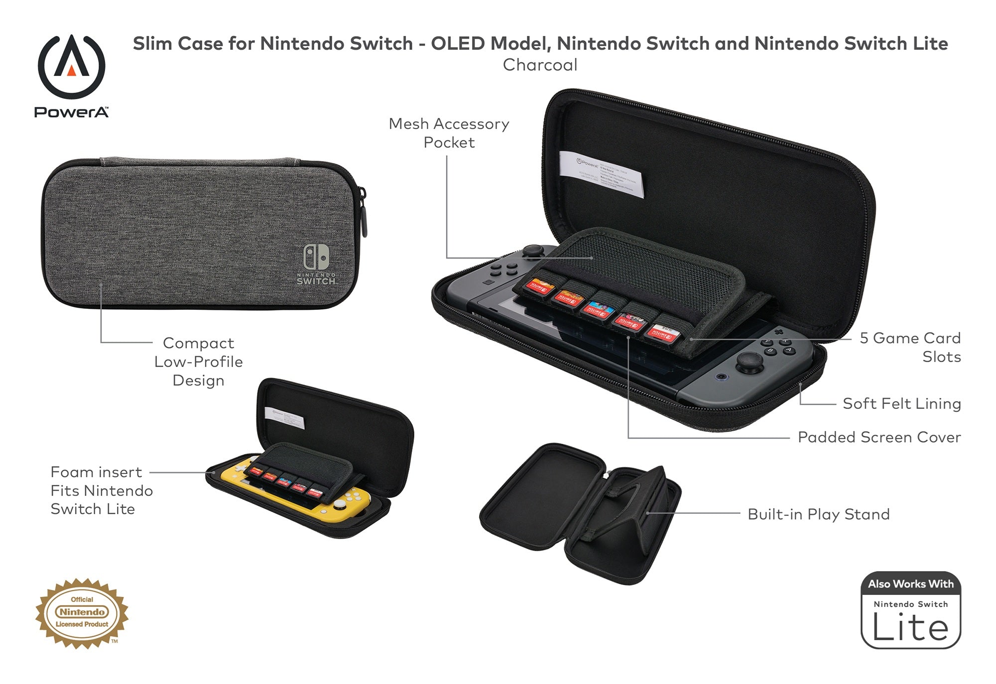 PowerA Slim Case for Nintendo Switch - OLED, Gen 2, Lite