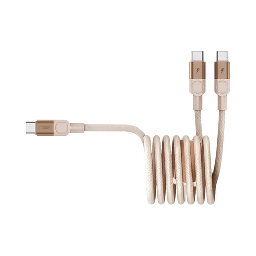Momax DC56L2 Mag.Link 100W USB-C to Dual USB-C Magnetic Cable (2M) - Sandstone