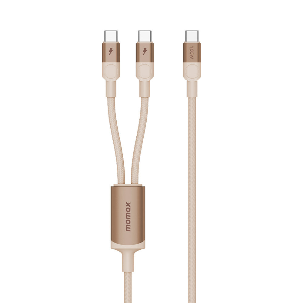 Momax DC56L2 Mag.Link 100W USB-C to Dual USB-C Magnetic Cable (2M) - Sandstone