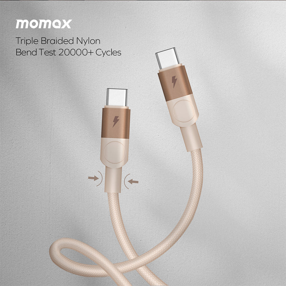 Momax DC56L2 Mag.Link 100W USB-C to Dual USB-C Magnetic Cable (2M) - Sandstone