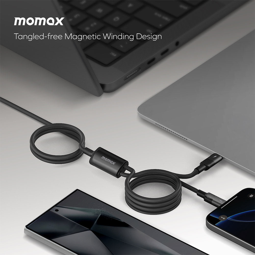Momax DC56L2 Mag.Link 100W USB-C to Dual USB-C Magnetic Cable (2M) - Sandstone