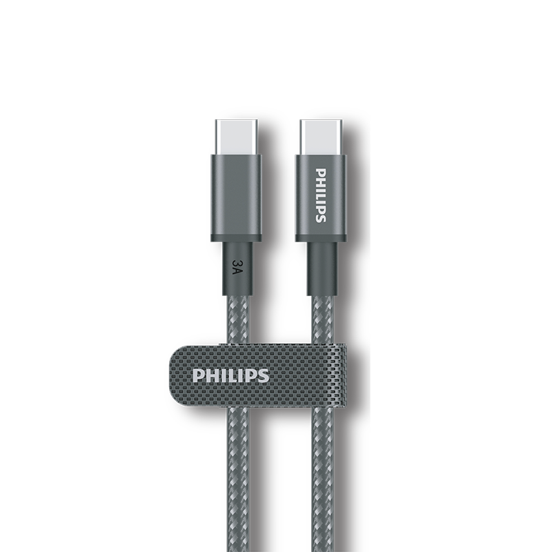 Philips DLC5060C/00 C-C Cable 2m 3A Black Braided 480Mbps