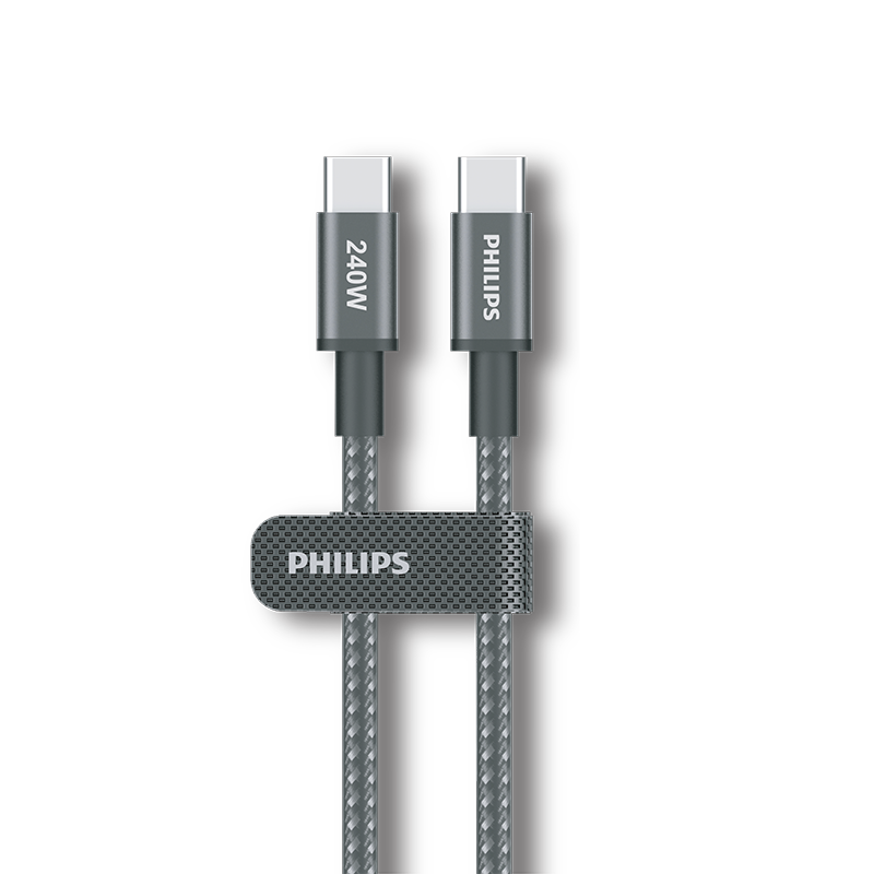 Philips DLC7030C/00 C-C Cable 1m 5A 240W Black Braided 480Mbps