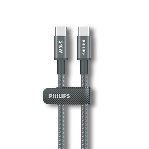 Philips DLC7030C/00 C-C Cable 1m 5A 240W Black Braided 480Mbps