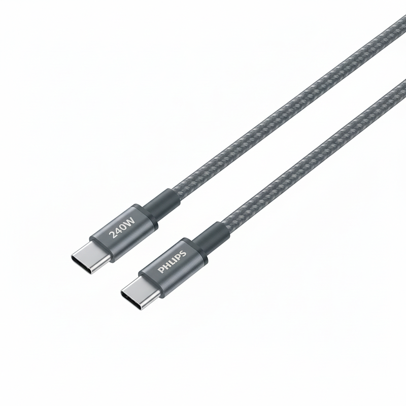 Philips DLC7060C/00 C-C Cable 2m 5A 240W Black Braided 480Mbps