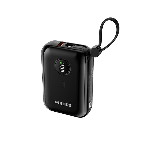 Philips DLP2228CB/00 10000mAh PD22.5W with 2 USB-C Cable Mini Power Bank (Black)
