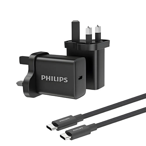 Philips DLP5312NB/05 30W GaN UK Wall Charger with USB C-C Cable