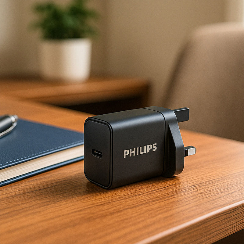 Philips DLP5313NB/05 45W GaN PPS UK Wall Charger with USB C-C Cable