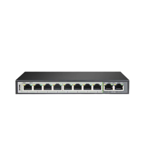 D-Link DGS-F1010P-E 10-Port Gig Switch (8 PoE +1-2 Uplink)