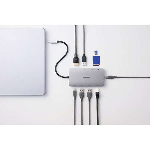 Elecom DST-090BP1SV USB Type-C 9-in-1 PD140W Docking Station