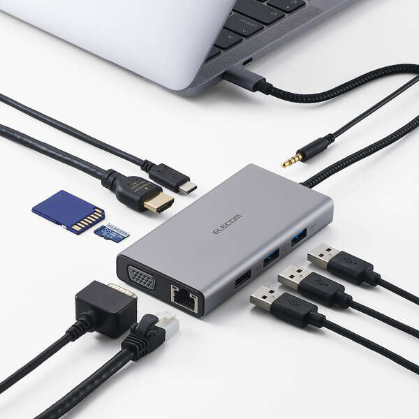 Elecom DST-101BPSV USB Type-C 10-in-1 PD100W Docking Station