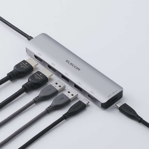 Elecom DST-M060BPSV USB Type-C 6-in-1 PD100W Docking Station