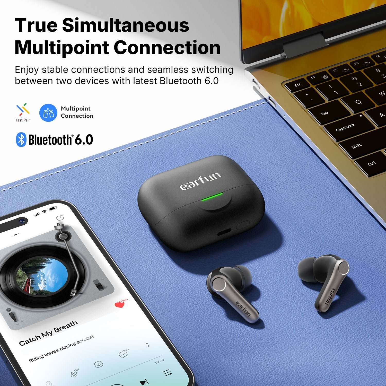 EarFun Air pro 4 + TWS Earbuds Blue