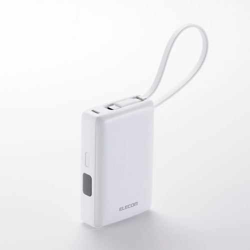 Elecom DE-A06-10000WH CCC 10KmAh 30W with Integrated Cable Powerbank White
