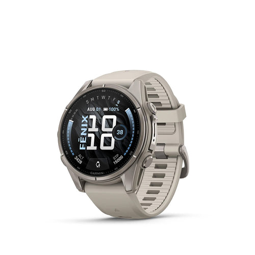 Garmin fenix 9 43mm Titanium with Fog Gray Silicone Band