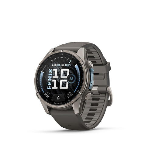 Garmin fenix 9 43mm Titanium with Pebble Gray Silicone Band