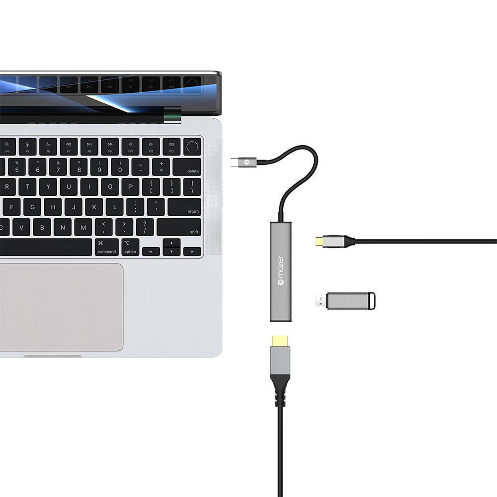 Mazer M-Hub50-GY Infinite Link Hub Slim USB-C 3-in-1 Multimedia Mobile Hub
