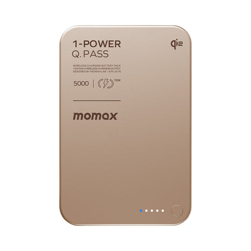 Momax IP129Q2L2 1-Power Q.Pass 5000mAh Qi2 Magnetic Wireless Battery Pack (CCC-Certified) - Desert Titanium
