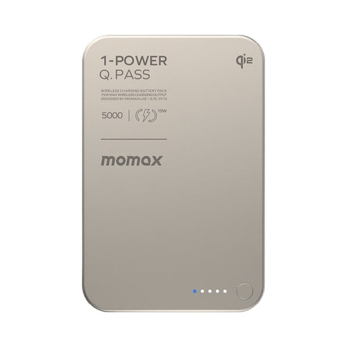 Momax IP129Q2L 1-Power Q.Pass 5000mAh Qi2 Magnetic Wireless Battery Pack (CCC-Certified) - Titanium