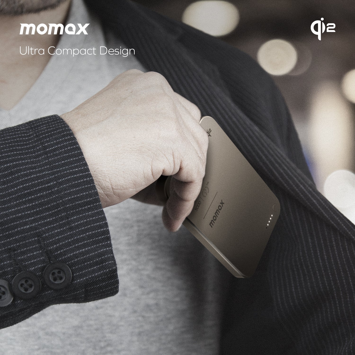Momax IP129Q2D 1-Power Q.Pass 5000mAh Qi2 Magnetic Wireless Battery Pack (CCC-Certified) - Black
