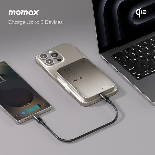 Momax IP129Q2D 1-Power Q.Pass 5000mAh Qi2 Magnetic Wireless Battery Pack (CCC-Certified) - Black