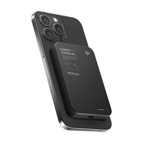 Momax IP136Q2D 1-Power Q.Pass Qi2 Magnetic Wireless Battery Pack 10,000mAh - Black