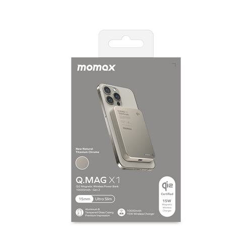 Momax IP136Q2L 1-Power Q.Pass Qi2 Magnetic Wireless Battery Pack 10,000mAh - Titanium