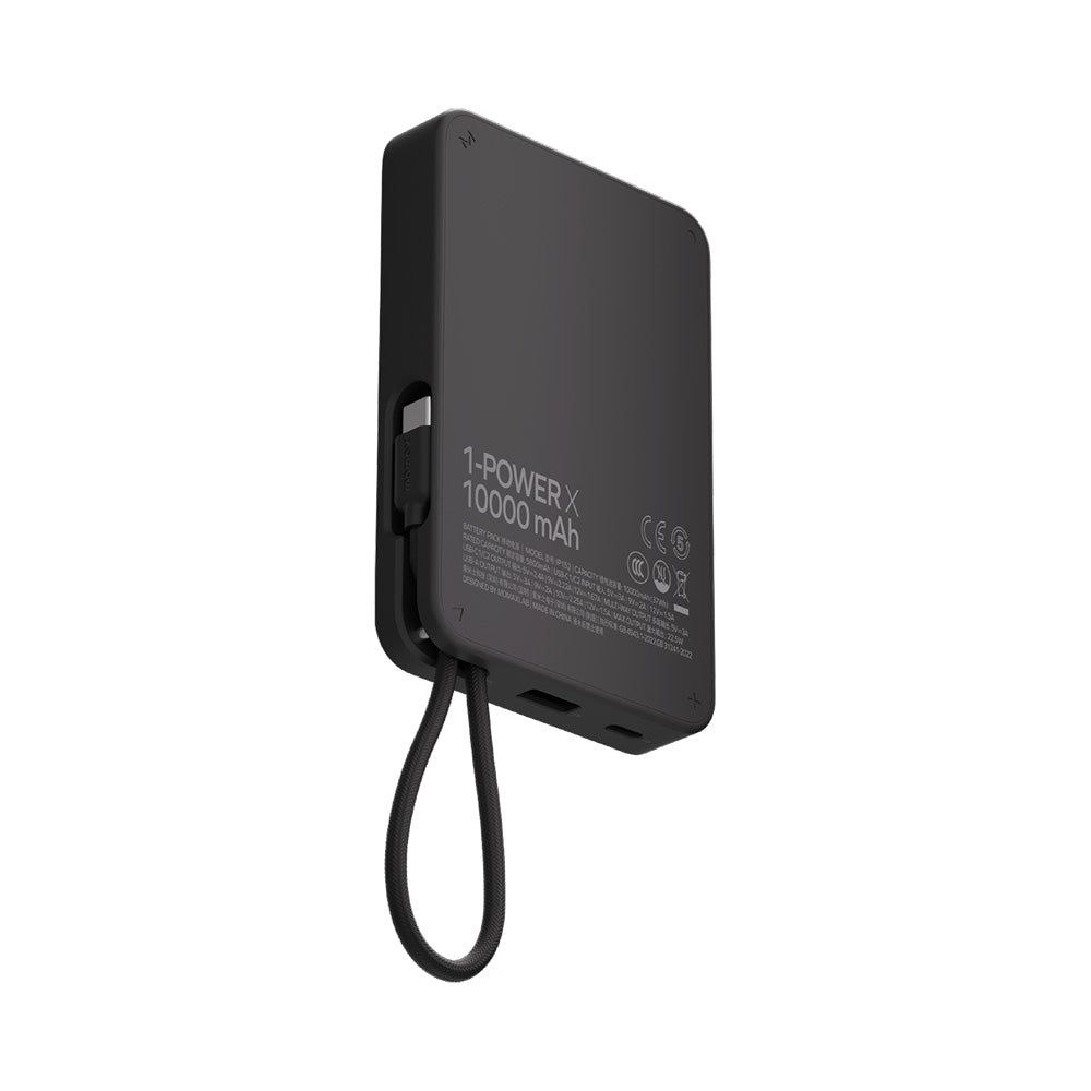 Momax IP152D 1-Power X 10000mAh Battery Pack w/Built-In USB-C Cable - Black