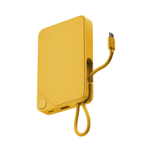Momax IP152Y 1-Power X 10000mAh Battery Pack w/Built-In USB-C Cable - Yellow
