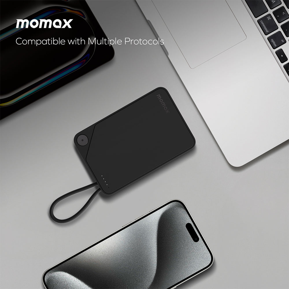 Momax IP152W 1-Power X 10000mAh Battery Pack w/Built-In USB-C Cable - White