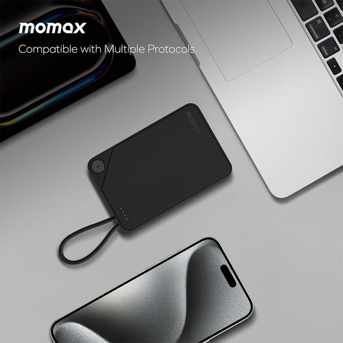 Momax IP152W 1-Power X 10000mAh Battery Pack w/Built-In USB-C Cable - White