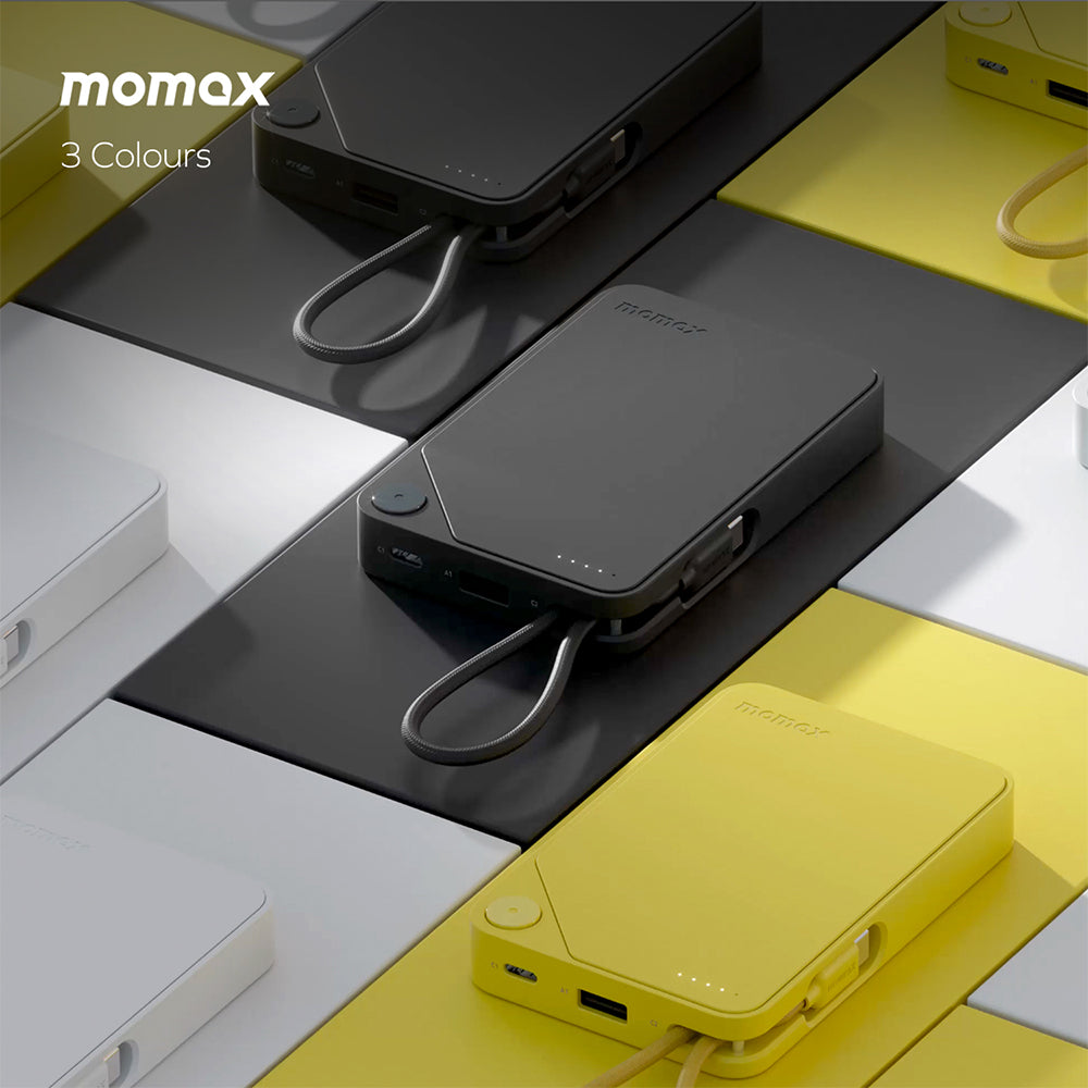 Momax IP152W 1-Power X 10000mAh Battery Pack w/Built-In USB-C Cable - White