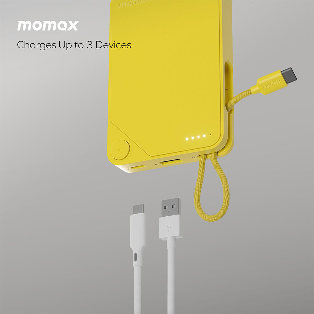 Momax IP152W 1-Power X 10000mAh Battery Pack w/Built-In USB-C Cable - White