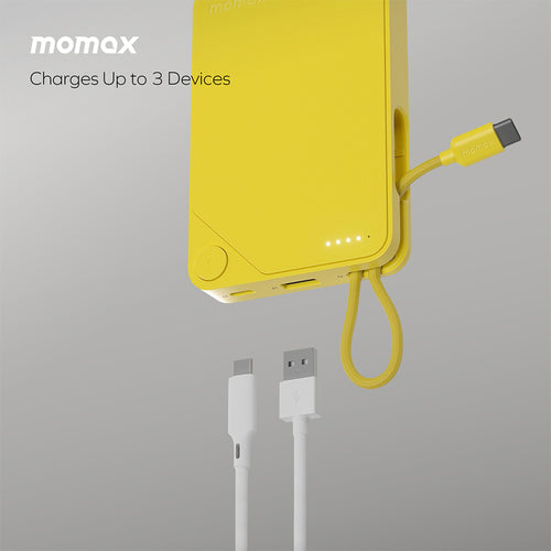 Momax IP152W 1-Power X 10000mAh Battery Pack w/Built-In USB-C Cable - White