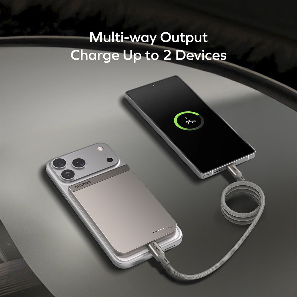 MOMAX IP161Q2L 1-Power S.Pass Qi2 5,000mAh Magnetic Wireless Battery Pack - Titanium
