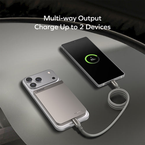 MOMAX IP161Q2L 1-Power S.Pass Qi2 5,000mAh Magnetic Wireless Battery Pack - Titanium