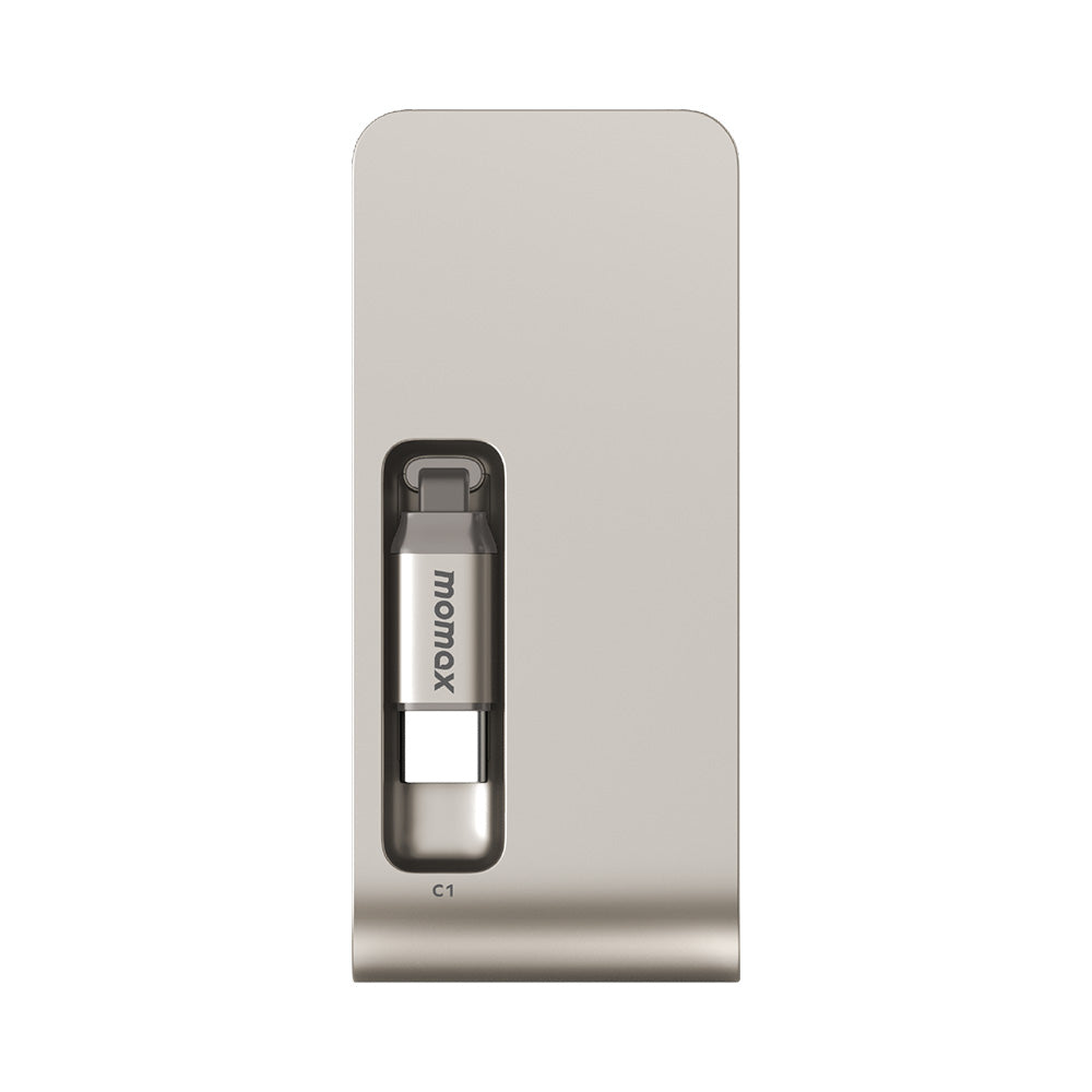 Momax IP171L 1-PAC Pass Mini+ 45W 10,000mAh 2-in-1 Battery Pack with Built-in Retractable Cable - Titanium