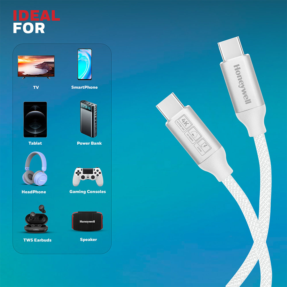 Honeywell USB C to USB C Cable USB 3.1 1.2M (White)