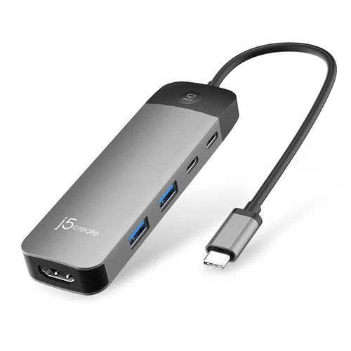 J5Create JCD3002 USB-C 7-in-1 4K Multi Hub with Screen-Off Control (PD)