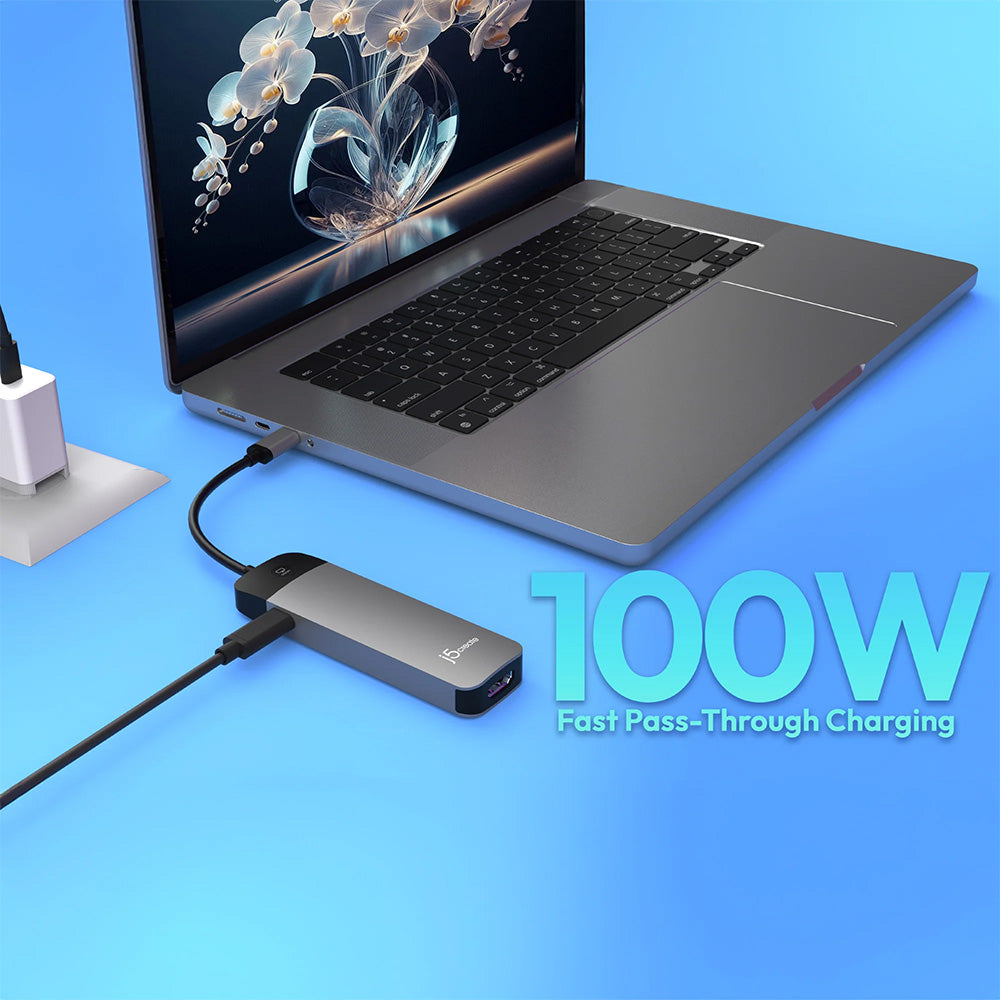 J5Create JCD3002 USB-C 7-in-1 4K Multi Hub with Screen-Off Control (PD)