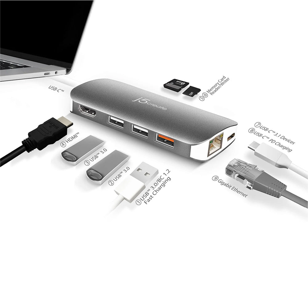 J5Create JCD383 USB 3.1 Type-C Multi Adapter