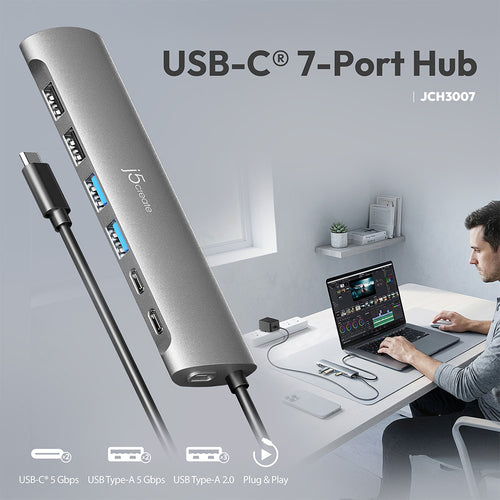 J5Create JCH3007 USB-C 7-Port HUB 5A2C