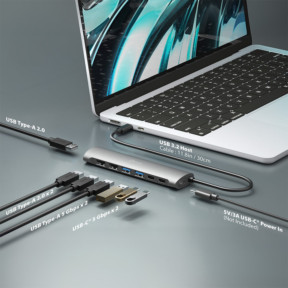 J5Create JCH3007 USB-C 7-Port HUB 5A2C