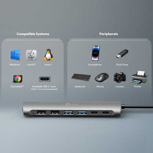 J5Create JCH3007 USB-C 7-Port HUB 5A2C