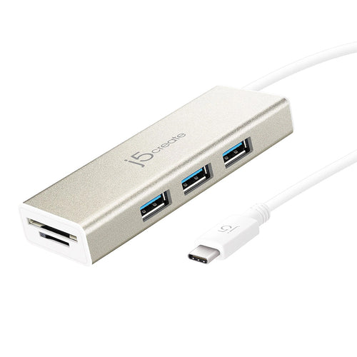 J5Create JCH347 USB-C 3.1 3-Port USB 3.0 Hub/Card Reader