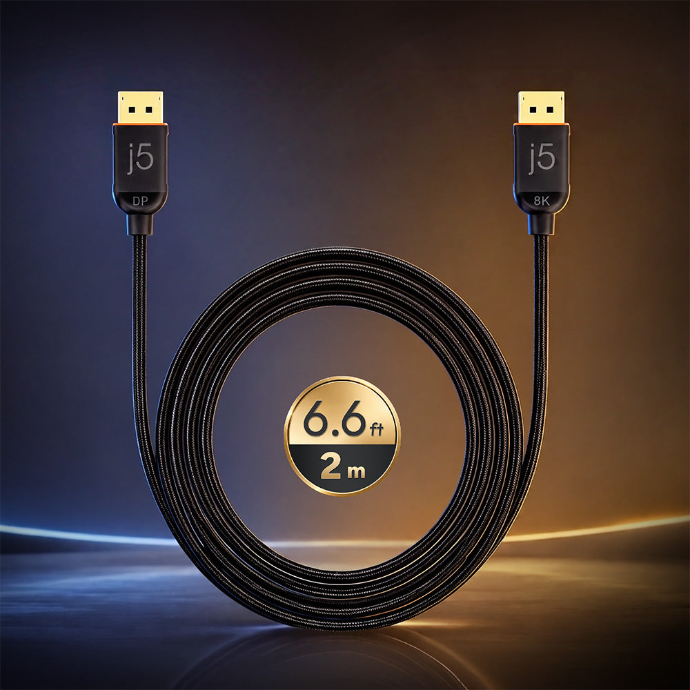 J5Create JDC41L20 DP1.4 8K DisplayPort Nylon Braided Cable 2M