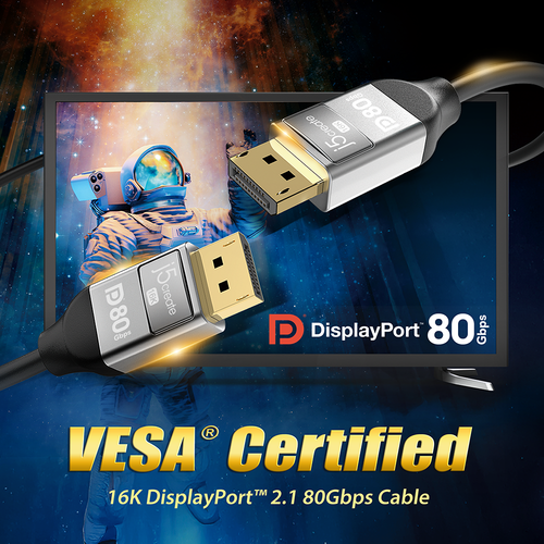J5Create JDC44L16 VESA Certified 16K DisplayPort 2.1 80Gbps Cable
