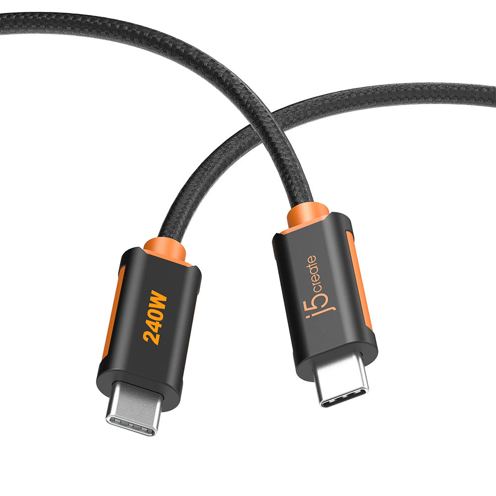 J5Create JUCX26L10 USB-C 240W Soft Double-Braided Fast Charging Cable 1M