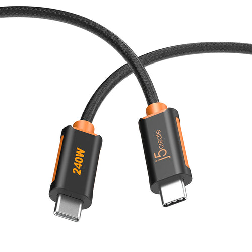 J5Create JUCX26L10 USB-C 240W Soft Double-Braided Fast Charging Cable 1M