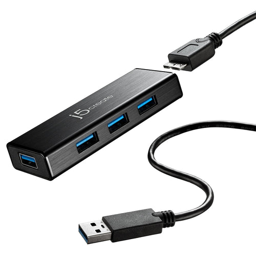 J5Create JUH340 USB3.0 4-Port Mini Hub with Power Adapter
